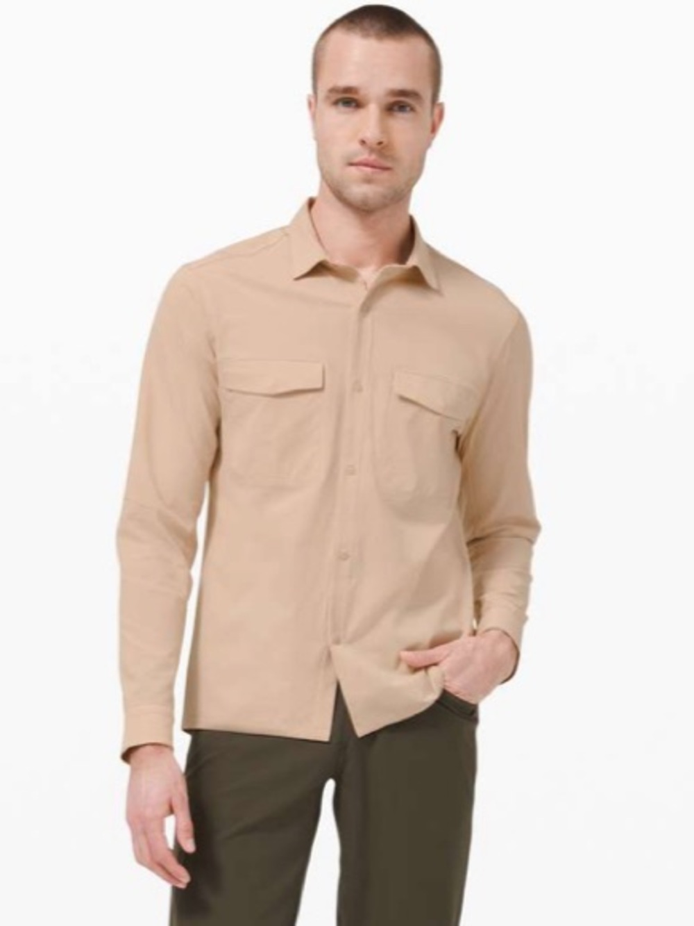 Lululemon Airing Easy Overshirt Heathered Cafe Au Lait Sz L
